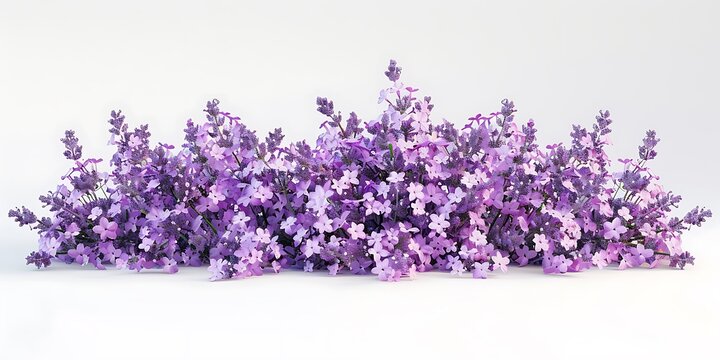 Lavender flowers bunch isolated on white background cutout. Top view. Flat lay.