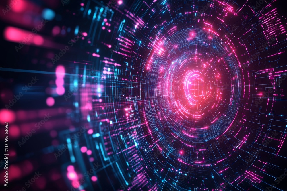 Wall mural digital technology background of data and network