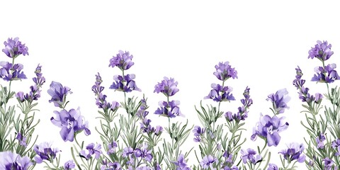 Fototapeta premium Lavender flowers bunch isolated on white background cutout. Top view. Flat lay.
