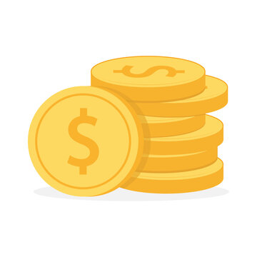 dollar coins gold flat design