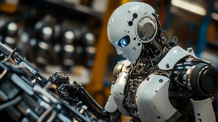 Fototapeta premium Close up View of Advanced Robotic Cyborg Arm with Futuristic Mechanical Details