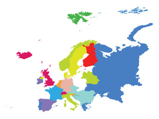 europe map vector flat color vector design illustrator
