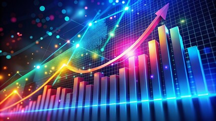 Fototapeta premium Visual Representation of Exponential Growth Concept with Graphs and Mathematical Elements on Display
