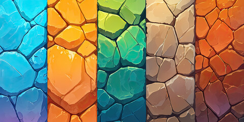 Pebble stone rock background surface texture, anime style cartoon pebbles backdrop