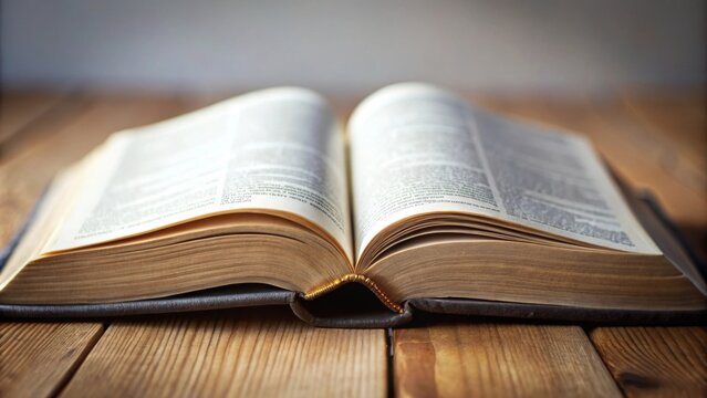 A close-up shot of an open dictionary filled with words of wisdom , education, knowledge, learning, literature