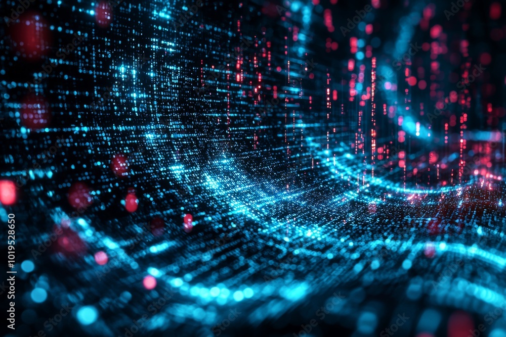 Wall mural digital technology background of data and network