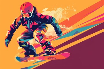 Obraz premium Colorful Snowboarder in Action on the Slopes