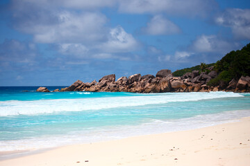 The scenery of Seychelles islands in the Indian Ocean