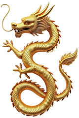 Obraz premium Golden dragon on transparent background