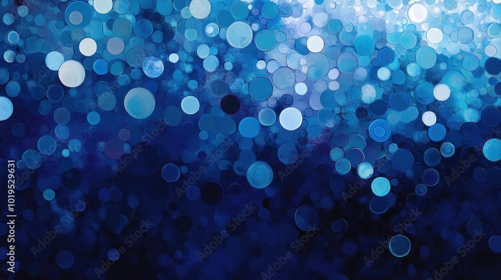 Poster a vibrant blue bokeh background with circular shapes, creating a dreamy, abstract effect.