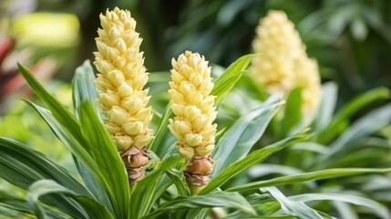 Closeup of Yellow Ginger Lily Flowers