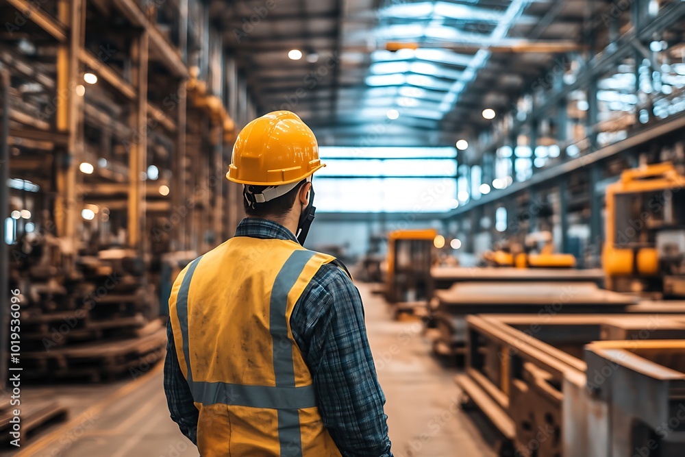 Poster worker in a factory setting