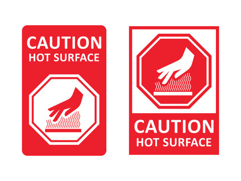 caution hot surface sign red vector design illustrator
