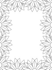 All these designs are hand-drawn and unique 
Flower Border Beautiful black and white illustration for adult coloring book,
This is a printable Beautiful Zentangle Coloring page for KDP Interior, POD p