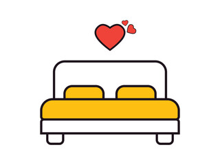 double bed icon flat vector design illustrator