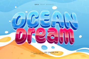 Ocean Dream Game 3D Cartoon Editable Text Effect Style