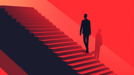 階段を駆け上がるビジネスマン