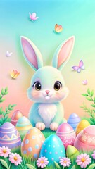 Obraz premium easter bunny and easter eggs
