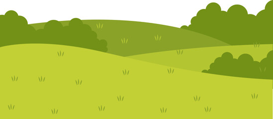 Green Field Cartoon Illustrations