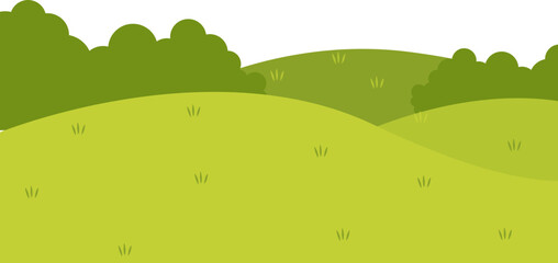 Green Field Cartoon Illustrations