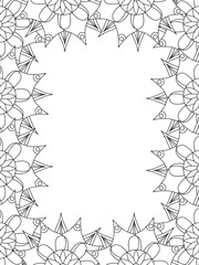 All these designs are hand-drawn and unique 
Flower Border Beautiful black and white illustration for adult coloring book,
This is a printable Beautiful Zentangle Coloring page for KDP Interior, POD p