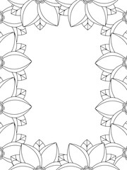 All these designs are hand-drawn and unique 
Flower Border Beautiful black and white illustration for adult coloring book,
This is a printable Beautiful Zentangle Coloring page for KDP Interior, POD p