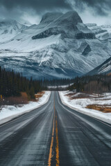 road mountains in the background