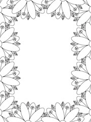 All these designs are hand-drawn and unique 
Flower Border Beautiful black and white illustration for adult coloring book,
This is a printable Beautiful Zentangle Coloring page for KDP Interior, POD p