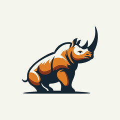 Logo illustration of a rhino with a horn with a simple brown shadow variation