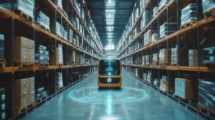 Futuristic Technology Retail Warehouse: Digitalization and Visualization of Industry 4.0 Process that Analyzes Goods. 