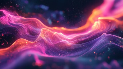 Obraz premium Abstract waves of vibrant colors creating a dynamic and ethereal visual experience.