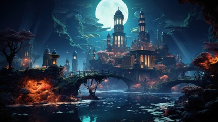 Obraz premium Enchanted City Under Moonlight