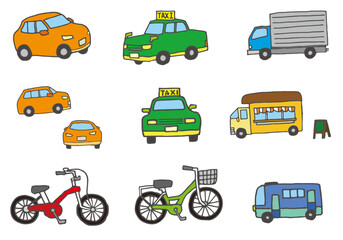 Colorful illustrations of different types of vehicles.