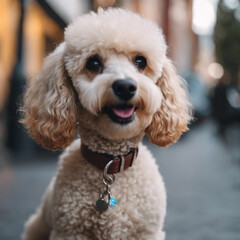 Realistic Poodle Dog Closeup View