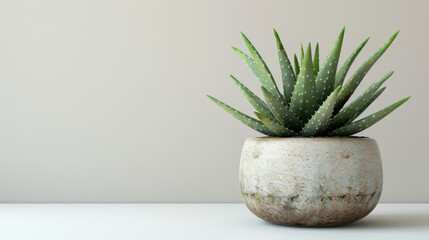 Small plant in pot succulents or cactus isolated on white background by front view