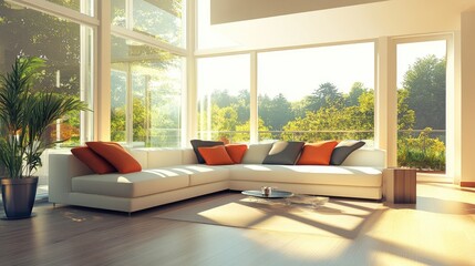 Bright and Airy Living Room with Modern Furniture