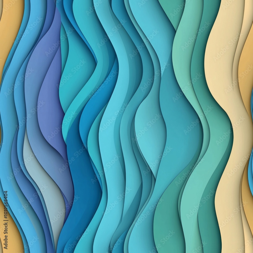Wall mural seamless pattern of soft, wavy lines interlacing in a gentle rhythm