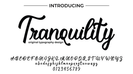Tranquility Font Stylish brush painted an uppercase vector letters, alphabet, typeface