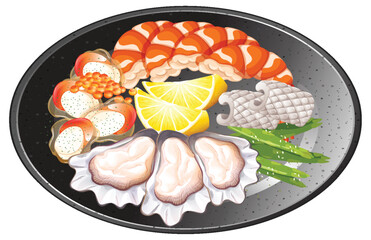 Delicious Seafood Platter with Lemon Slices