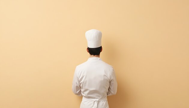 Chef in White Uniform Facing Away from the Camera
