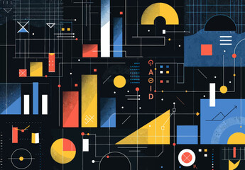 Abstract Geometric Pattern with Charts and Graphs  
