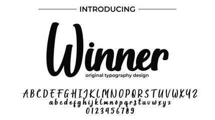 Winner Font Stylish brush painted an uppercase vector letters, alphabet, typeface