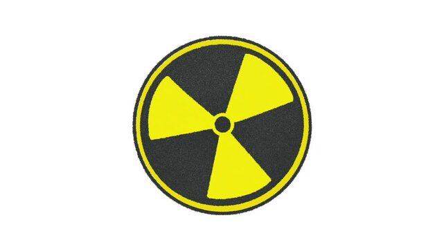 rotating radioactive symbol on white background
