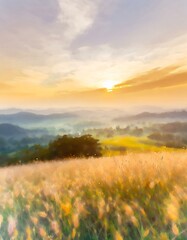 Autumn sunset, view from the top of the hill