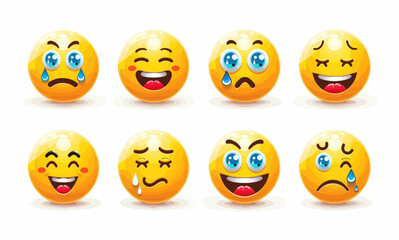 Fototapeta premium Set of Emojis with Different Expressions 