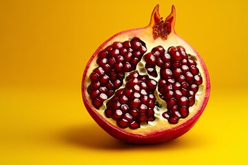 Simple minimalist design of a sliced pomegranate, representing the rich antioxidant benefits in a clean, abstract form