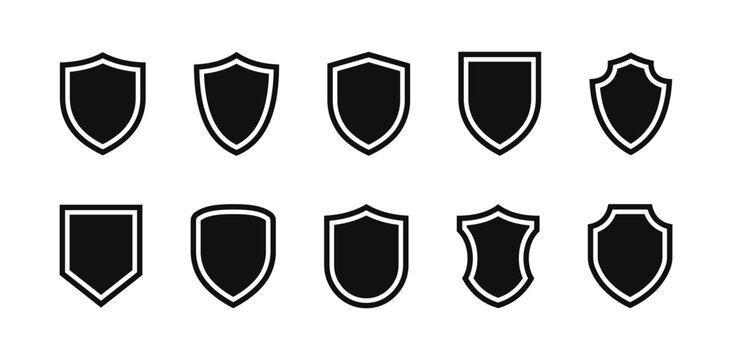 shield vector set line black vector design illustrator