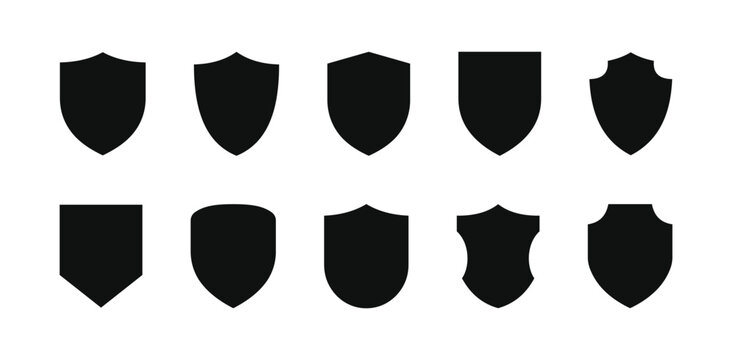 shield vector set black vector design illustrator - Powered by Adobe
