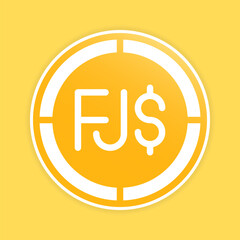 Dollar coins icons. Fiji money symbols, gradient fill currency symbols.