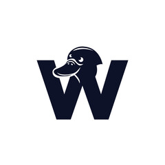Letter W Platypus logo icon vector